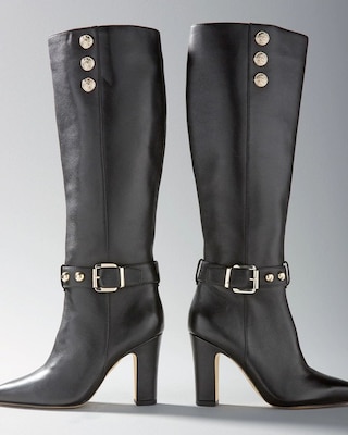 Leather Military High-Heel Boot